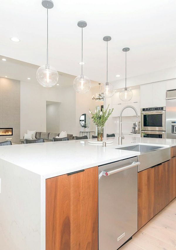 white and brown kitchen counter
