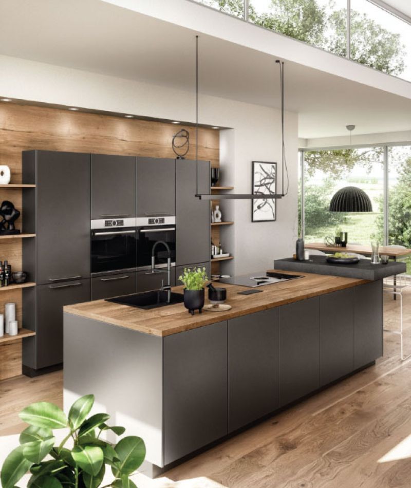white wooden kitchen cabinet with black pendant lamp