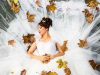 bride, wedding, lying down